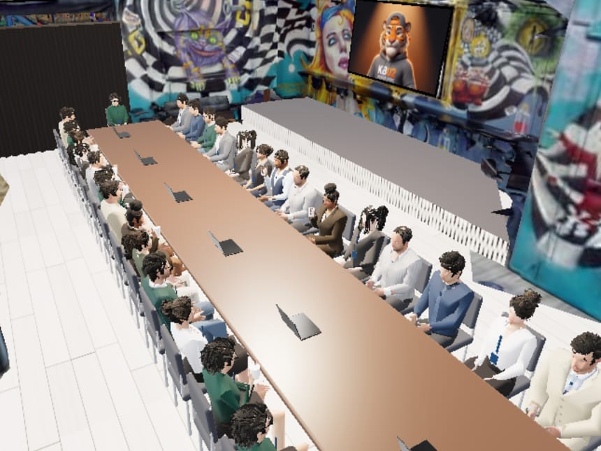 The main hall in the 3D planner, set for a strategy day